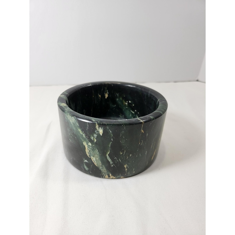 Vintage Dark Green Serpentine Marble Offering‎ Bowl, Money Bowl, Abundance Bowl.